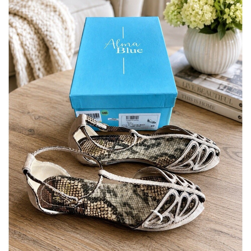 Alma Blue Combi Vision Caged Snake Sling Back Cut Out Sandals Size 40 US 9.5 NEW
